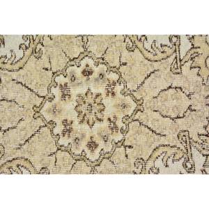 พรมตุรกีโบราณสีเบจสีน้ำตาล5.8x8.7ฟุตแบบเย็บปะติดปะต่อกันการออกแบบวัสดุขนสัตว์ Latex Tabriz สำหรับข้างเตียงสี่เหลี่ยมผืนผ้าห้องโถง - Product Image 5