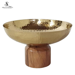 Bol décoratif contemporain élégant en métal et en bois Pièce maîtresse parfaite pour la salle à manger, la cuisine et la décoration intérieure - Product Image 5