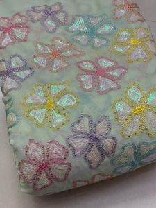 Bordado de secuencia de arcoíris de tela Georgette de algodón Premium perfecto para vestidos de novia y vestidos de novia - Product Image 5