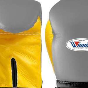 Gants de boxe professionnels en cuir gris, jaune et noir, avec fermeture velcro au poignet, pour l'entraînement et le sparring, pour hommes et femmes - Product Image 6