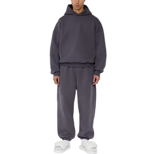 Conjunto de chándal de gran tamaño de algodón 100% de peso pesado para hombre, Sudadera con capucha personalizada, pantalones de chándal apilados con capucha corta para correr - Product Image 5