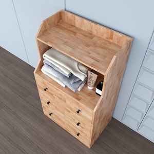 Armoire rustique européenne en bois d'hévéa TQA68032 avec 3 tiroirs, meuble de chambre pliable pour usage domestique et appartements - Product Image 4