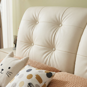 Cadre de <span class=keywords><strong>lit</strong></span> Queen Size sans bruit avec tiroirs, <span class=keywords><strong>lit</strong></span> plateforme moderne rembourré crème, meubles de chambre en bois - Product Image 3