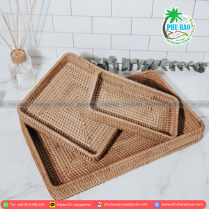 PRODUIT CHAUD 100% Plateau en rotin naturel fait à la main fait à la main pour les besoins de rangement et d'organisation de la cuisine - Product Image 6