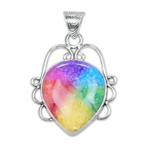 Rainbow Quartz Handcrafted Silver Plated Pendant Vibrant Handmade Rainbow Gemstone Jewelry <b>Statement</b> Charm Pendant <b>Necklaces</b> - Product Image 1