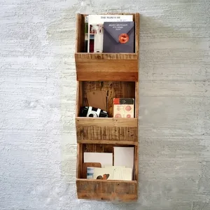Mango <b>Wood</b> Minimalist Eco-Friendly Large Capacity Wall Mounted Magazine <b>Rack</b> with Durable Rectangle Design - Product Image 4