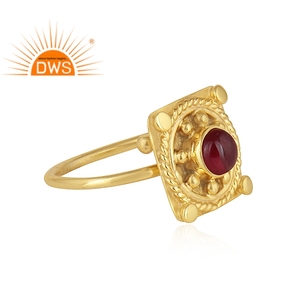 New Arrival Sterling <b>Silver</b> 18K Gold Plated Natural <b>Garnet</b> Gemstone Stackable <b>Ring</b> Custom Jewelry Manufacturer - Product Image 2