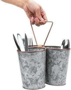 Best Sale Galvanized 3-Compartment Utensil Caddy For Parties Utensil Serve Ware Holder Dining Table Counter Top - Product Image 4