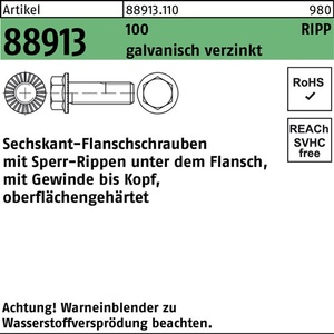 Hex Flange <b>Screw</b> R 88913 Locking Rib VG M10x50 100-Piece Pack - Product Image 1