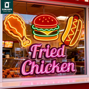 Enseigne LED Poulet Frit Enseigne au Néon Shawarma Kebab Doner Hot Dog Burger Boîte Lumineuse LED <span class=keywords><strong>pour</strong></span> Restaurant Menu Alimentaire - Product Image 1