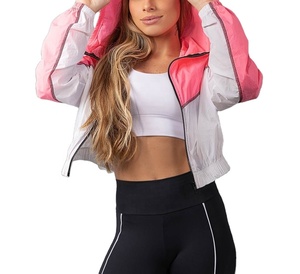Chaqueta cortavientos impermeable con capucha transpirable para mujer, precio al por mayor, chaqueta ligera personalizada para exteriores con forro de nailon - Product Image 5