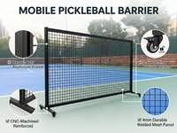 Barrière de pickleball mobile, séparateurs de pickleball en métal, clôture de séparation pour terrain de pickleball avec roues