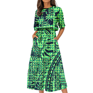 Mini jupe décontractée à col rond pour femmes, conception de robe de bal brodée, grande taille 100% coton - Product Image 3