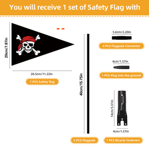 <span class=keywords><strong>Drapeau</strong></span> <span class=keywords><strong>de</strong></span> sécurité pour vélo, motif pirate, crâne, 20x30cm, hauteur réglable, tige en fibre <span class=keywords><strong>de</strong></span> verre robuste, polyester écologique, <span class=keywords><strong>drapeau</strong></span> couleur pleine - Product Image 3