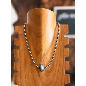 Navajo Strung Kingman Turquoise & Sterling Silver Fine <b>Beaded</b> <b>Necklace</b> Graduated & Saucer Pearl - Product Image 1