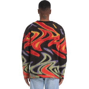 Custom Logo OEM & ODM Mohair Jacquard Sweater Men Pullover Knitted Crewneck Knitwear Fuzzy <b>Jumpers</b> Winter Knit Men's Sweaters - Product Image 5