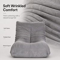 Moderner grauer Stoff-Lazy-Sofa-Sessel mit hochdichtem Schaumstoff, hoher Komfort, vakuumkomprimierter Bodenliegesessel für Wohnzimmer und Schlafzimmer
