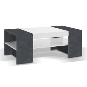 Made in Italy Niedriger Couch tisch von höchster italienischer Qualität für Wohnzimmer aus weißem und Schiefer holz