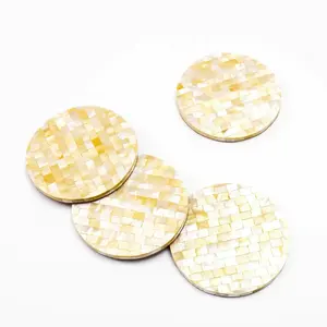 Juego de 4 posavasos de mosaico de nácar amarillo dorado Choice de Amazon, superventas, hecho a mano en Vietnam - Product Image 2