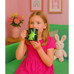 Mug à paillettes Wicked au design moderne, imprimé Glinda Elphaba des deux côtés, compatible micro-ondes, 320 ml, en grès, logo personnalisable pour les fêtes - Product Image 2