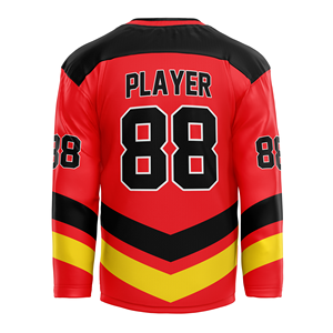 Jersey de hockey sobre hielo para adultos jóvenes al por mayor, MOQ bajo, Diseña tu propio uniforme de hockey sobre hielo hecho a medida con pantalones de concha - Product Image 5