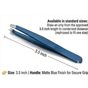 Pinzas Profesionales de Punta Inclinada de 3.5 Pulgadas, Color Azul, Recubiertas, Pinzas de Precisión para Depilación de Cejas - Product Image 4
