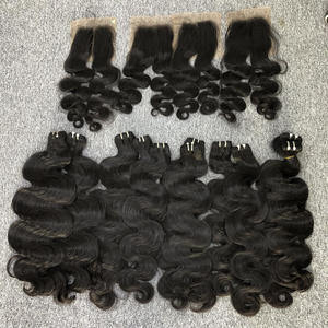 Venta al por mayor extensiones de trama atadas a mano onduladas del cuerpo cabello vietnamita crudo para mujeres - Product Image 1