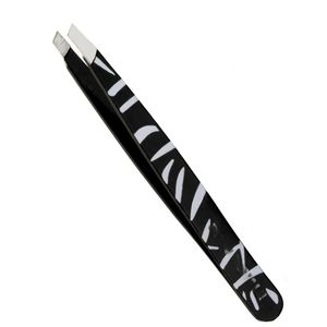 Professional Facial <b>Hair</b> Tweezers Slant Tip Stainless Steel Zebra Pattern Eyebrow <b>Pluckers</b> with Protective Cap for Salon CE - Product Image 6