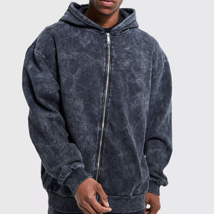 Wholesale Fully Customized Zipper Acid Wash Hoodies For Men Oversized <b>Vintage</b> Distressed Acid Wash Men <b>Zip</b> <b>up</b> <b>Hoodie</b> - Product Image 1