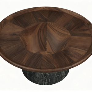 Mesa de Centro de Alta Gama Moderna con Base de Mármol y Patas de Madera Maciza para Sala de Estar y Comedor, Muebles para el Hogar - Product Image 1