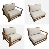 Ensemble de canapés de jardin 5 places Cameron Modern Outdoor Villa Hotel, table et chaises en teck massif, coussins imperméables pour salon