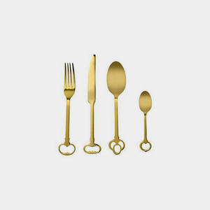 อเมริกันเคลือบทองสแตนเลส Flatware ชุดโบราณการออกแบบ End ของการจัดการชุดช้อนทองสำหรับร้านอาหาร - Product Image 4