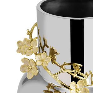 Jarrón de metal moderno con hojas de ginkgo de latón antiguo y soporte de rama de árbol florero de mesa de acero - Product Image 5