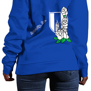 เสื้อสเวตเชิ้ตแบบเปิดไหล่ทรงครอปสำหรับผู้หญิง ลายปัก 3 มิติ ด้านหน้า พร้อมปักชื่อชมรม  แบบย้อมสีเอซิด  สำหรับฤดูหนาว - Product Image 6