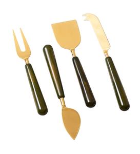 Elegant Cutlery Knifes <b>Set</b> Metal Gold Plating Cake Cutting Knife & Server With <b>Black</b> Finishing Handle Cheese Knife <b>Set</b> of 4 Pcs - Product Image 6