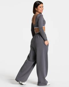 Pantalones Deportivos de Mujer, Color Sólido, Gruesos, Personalizados, Cintura Alta, Estilo Jogger, Invierno, 100% Algodón, Transpirables, Ecológicos - Product Image 3