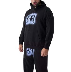 Chándal de gran tamaño lavado con ácido personalizado de alta calidad 100% algodón Vintage Sudadera con capucha pantalones de chándal conjunto de Jogger lavado de piedra estampado de invierno - Product Image 4