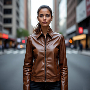 Chaquetas de invierno para mujer, chaquetas de moto con cremallera acolchada de cuero de piel de oveja | Chaqueta de cuero de piel de vaca con cremallera completa informal para mujer - Product Image 6