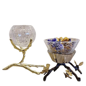 Bol poli brillant forme de fleur Design aluminium métal ustensiles de cuisine Table à manger décor céramique bol gratuit - Product Image 4