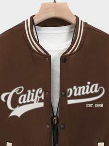 Veste universitaire en toile très confortable pour hommes, nouveau style, col rond, veste imprimée pour logo d'hiver à l'avant - Product Image 3