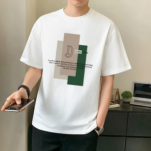 เสื้อยืดแขนสั้นผู้ชาย คอโอ ทรงปกติ ผ้าโพลีเอสเตอร์/คอตตอน ระบายอากาศได้ดี ดีไซน์เรียบๆ ลายพื้น ผ้าถัก - Product Image 3