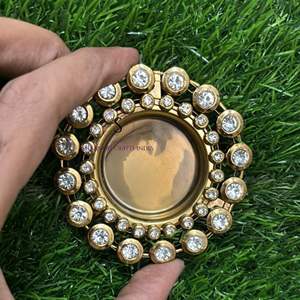 Classical Floral Shape Round Metal Tea Light <b>Candle</b> Holder With Heavy Stone for Diwali Festive Decoration Wholesale Light <b>Candle</b> - Product Image 2