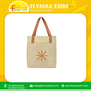 Sac sophistiqué en lin de jute éco-luxe avec motif d'écran et poignées en cuir à la mode à vendre - Product Image 6