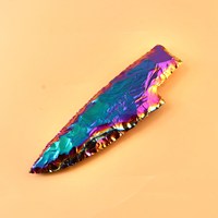 Titanium Aura Quartz Knife-Lame en cristal revêtue de titane arc-en-ciel sculptée à la main | Poignard en titane arc-en-ciel fait à la main en gros