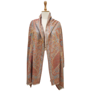 Jamavar en soie de laine de cachemire tissé tout motif Kashmiri Pashmini longue écharpe traditionnelle faite à la main châle couleurs naturelles matériau en cachemire - Product Image 4