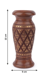 Florero hecho a mano de madera con incrustaciones de latón, para el hogar Decoración elegante, oficina, Sheeshamwood, decoración del hogar - Product Image 4