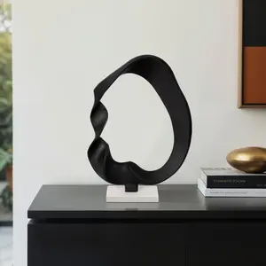Sculpture torsadée en marbre et métal de style antique Sculpture polie moderne noire Design avec pièce décorative antique Décoration intérieure - Product Image 5
