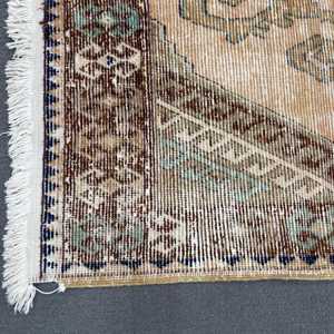 3.8x9.3 ft Turkish Rug, <b>Brown</b> Plants & trees Vintage Rug <b>Wool</b> - Product Image 5