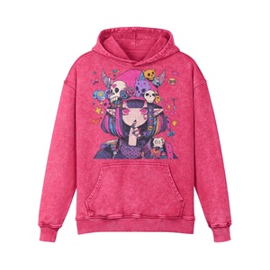 Latest Fashionable Acid Wash <b>Anime</b> Printed Pullover Stylish Hoodies for Men Custom Personalized Design Printed Streetwear <b>Hoodie</b> - Product Image 1