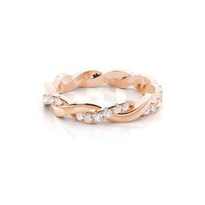 Bague de fiançailles et de mariage classique de luxe en or rose 14K 18K avec diamant Moissanite VVS certifié IGI, incrustation unisexe, bagues fines - Product Image 1